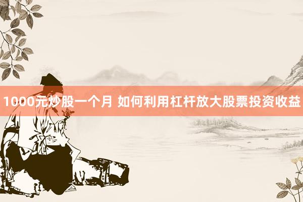 1000元炒股一个月 如何利用杠杆放大股票投资收益